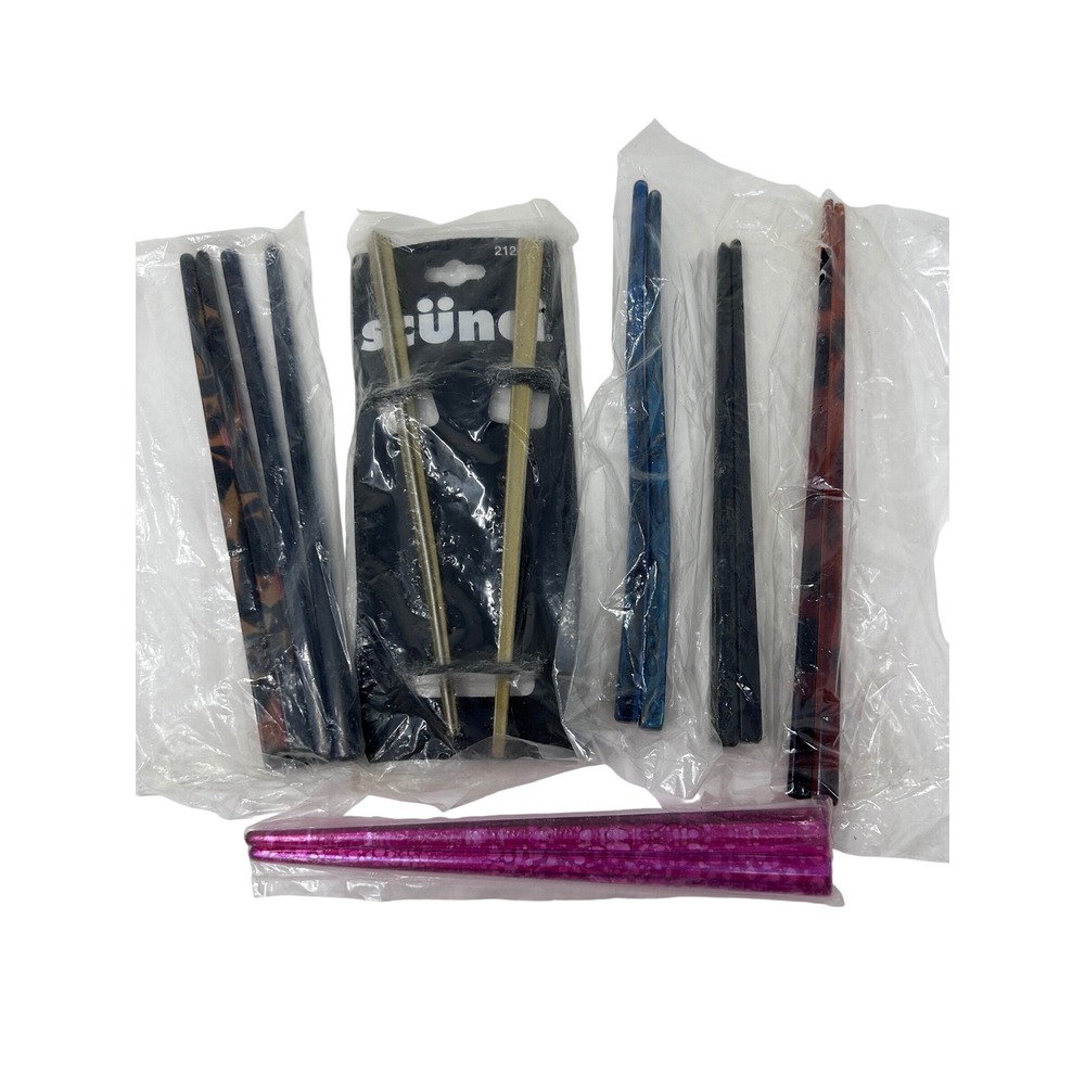 Acrylic Hair Stick Chignon Bun Mixed Lot NOS Marbled Colors Scunci Y2K Vintage